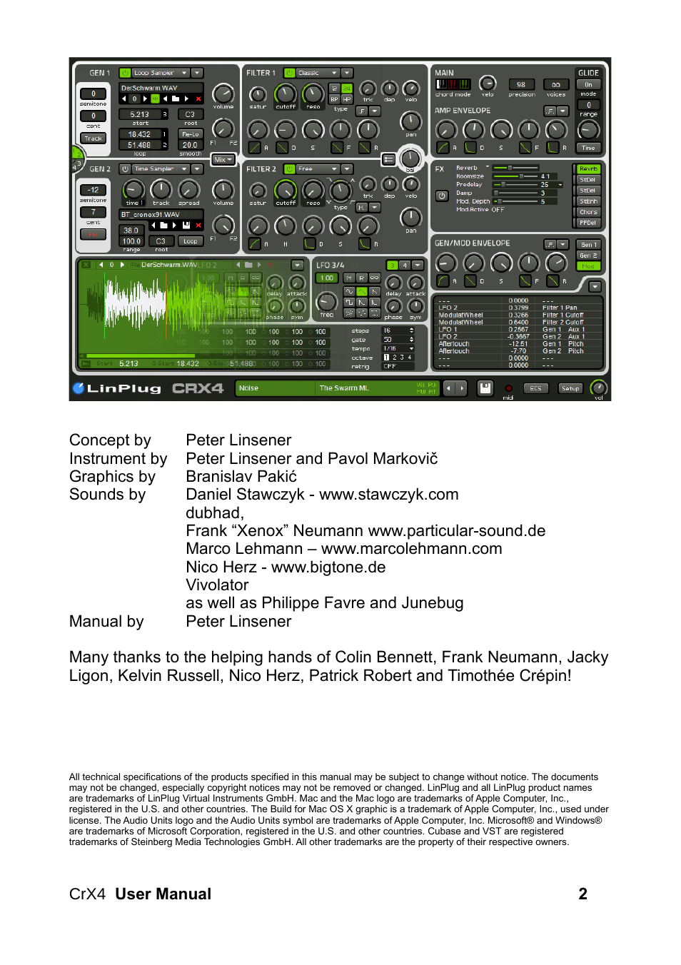 LinPlug CrX4 User Manual | Page 2 / 70