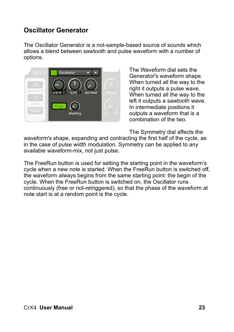 Oscillator generator | LinPlug CrX4 User Manual | Page 23 / 70