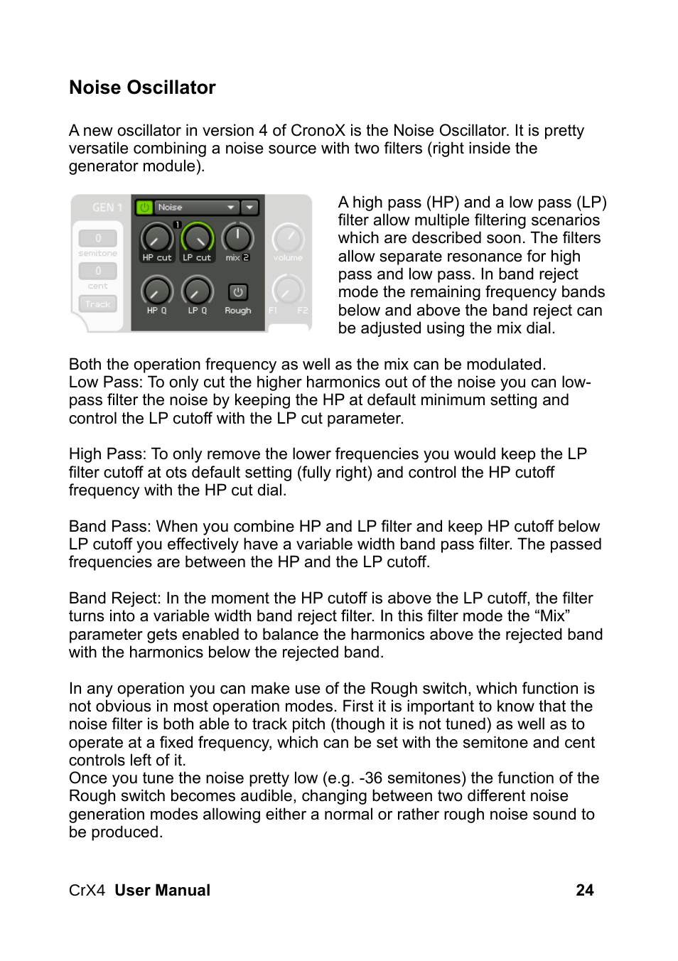 Noise oscillator | LinPlug CrX4 User Manual | Page 24 / 70