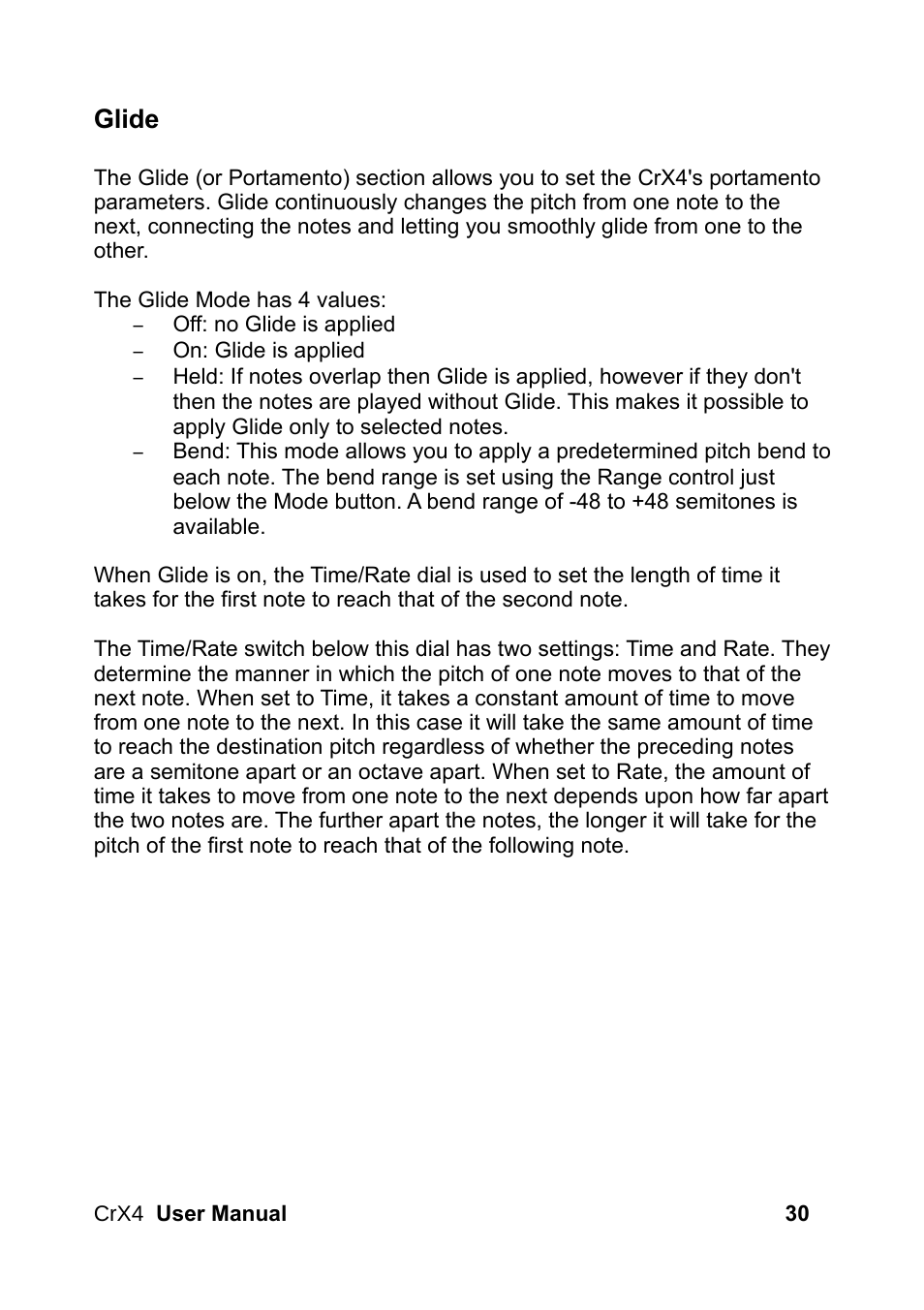 Glide | LinPlug CrX4 User Manual | Page 30 / 70