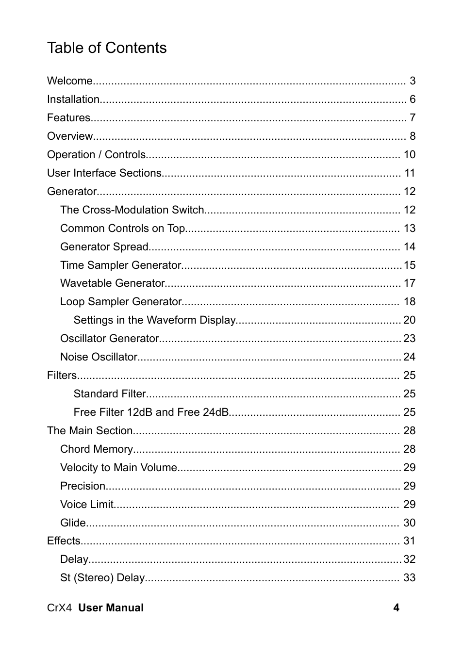 LinPlug CrX4 User Manual | Page 4 / 70