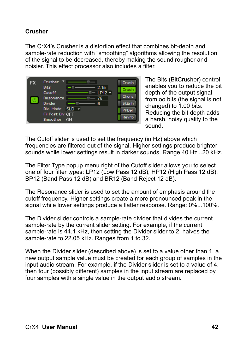 Crusher | LinPlug CrX4 User Manual | Page 42 / 70