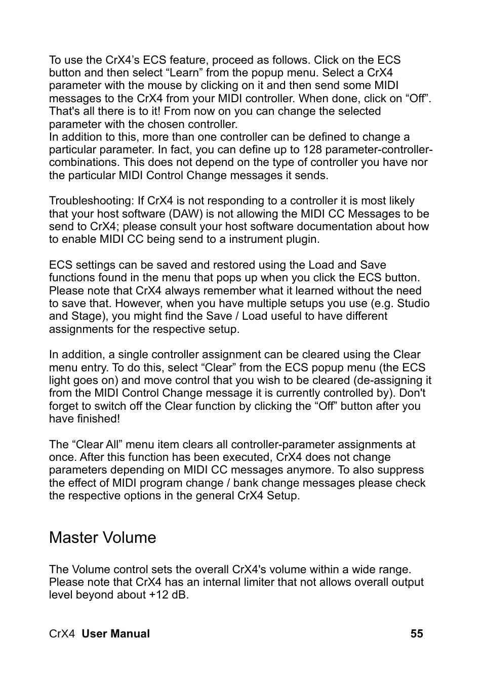 Master volume | LinPlug CrX4 User Manual | Page 55 / 70