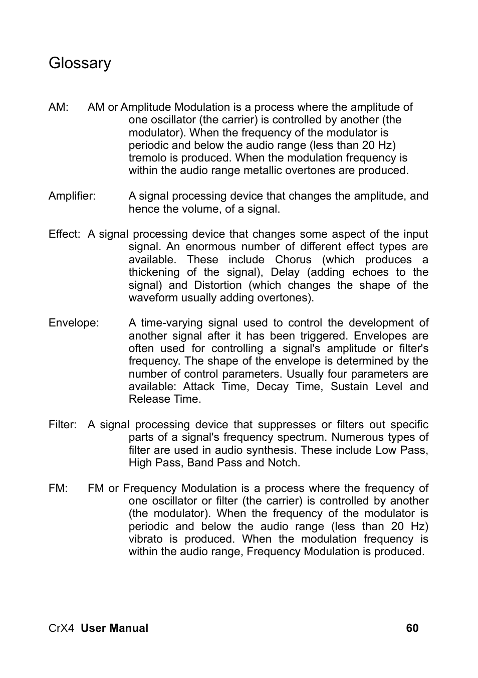 Glossary | LinPlug CrX4 User Manual | Page 60 / 70
