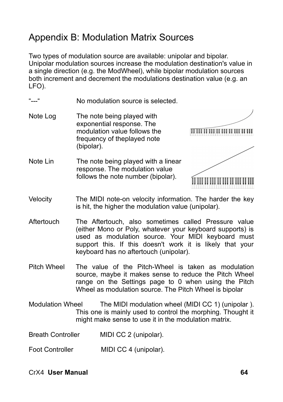 Appendix b: modulation matrix sources | LinPlug CrX4 User Manual | Page 64 / 70