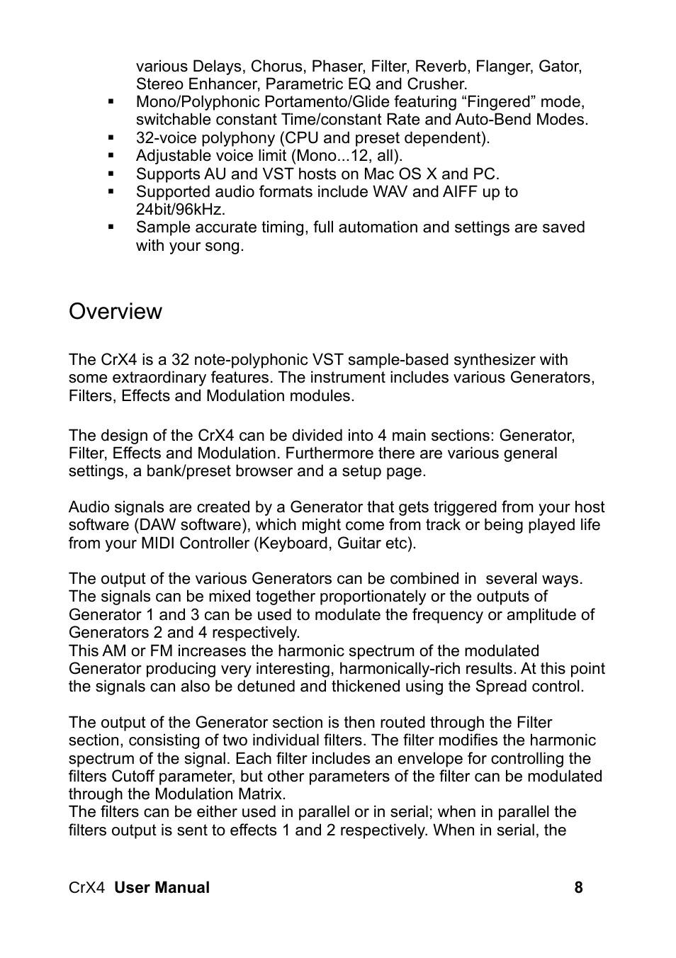 Overview | LinPlug CrX4 User Manual | Page 8 / 70