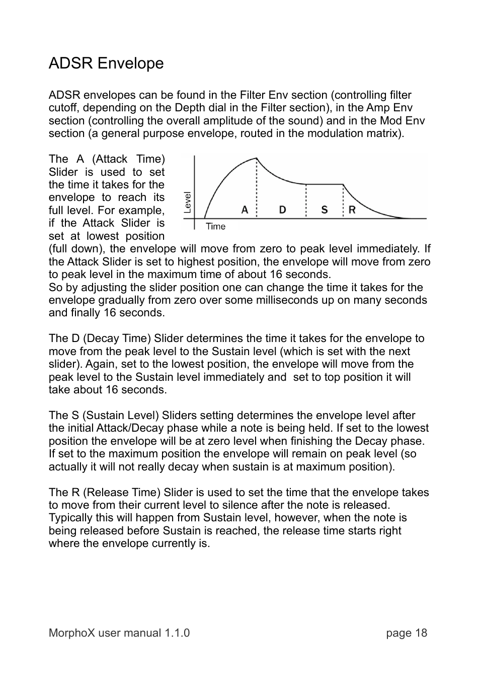Adsr envelope | LinPlug MorphoX User Manual | Page 18 / 48