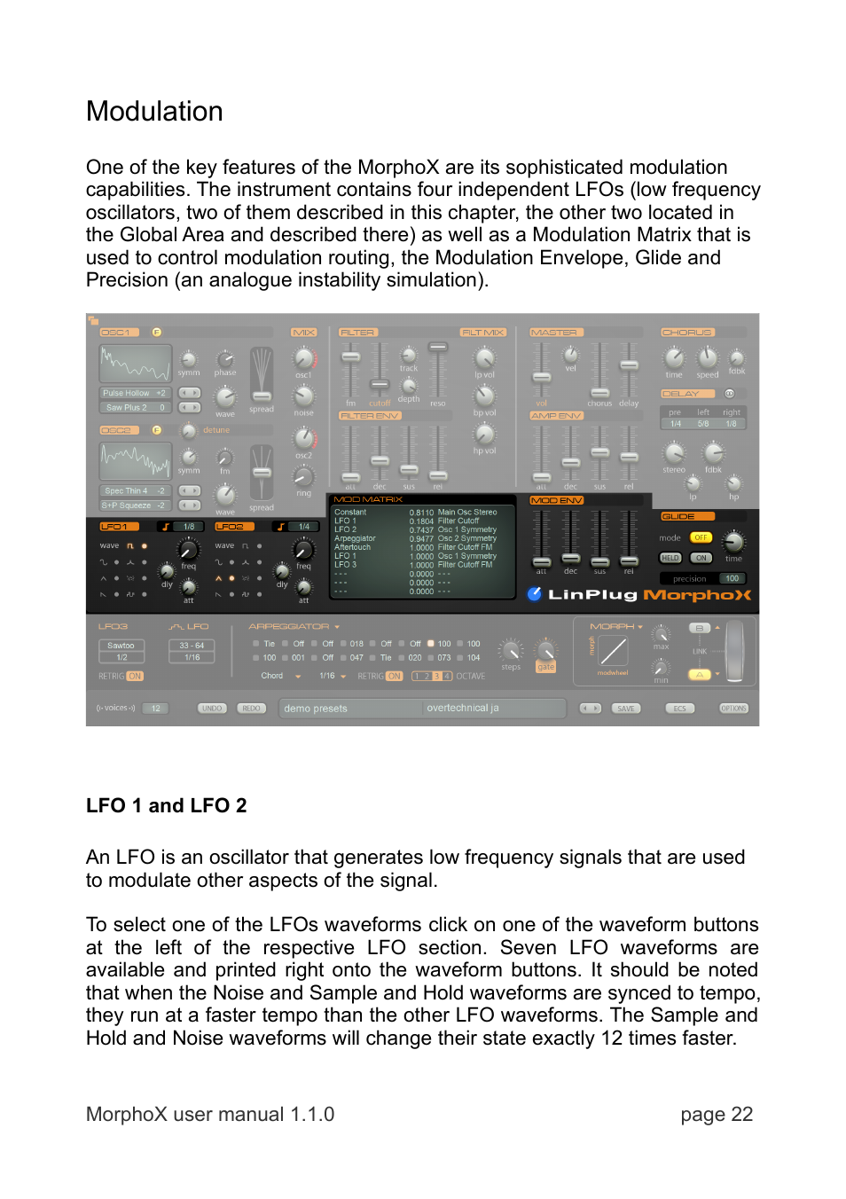 Modulation | LinPlug MorphoX User Manual | Page 22 / 48