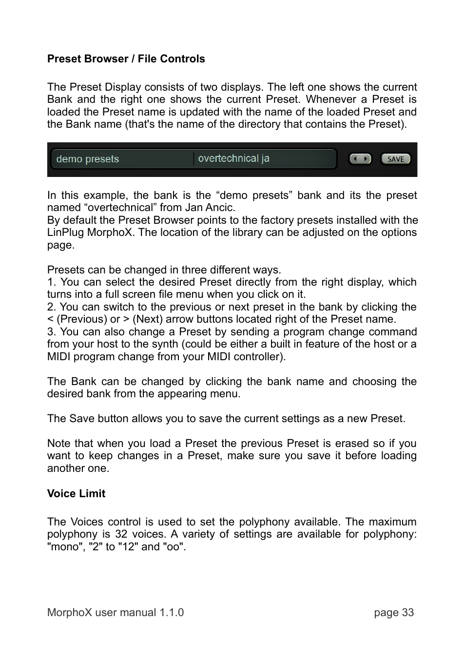LinPlug MorphoX User Manual | Page 33 / 48
