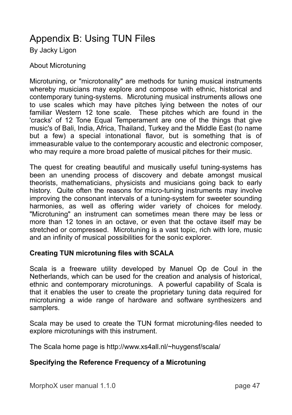 Appendix b: using tun files | LinPlug MorphoX User Manual | Page 47 / 48