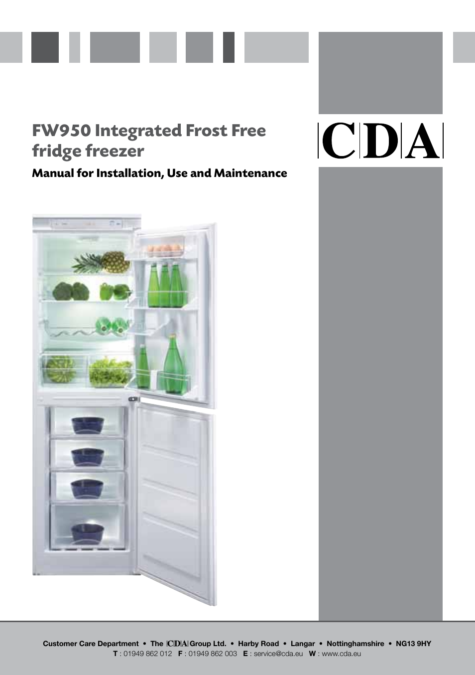 CDA INTEGRATED FROST FREE FW950 User Manual | 16 pages