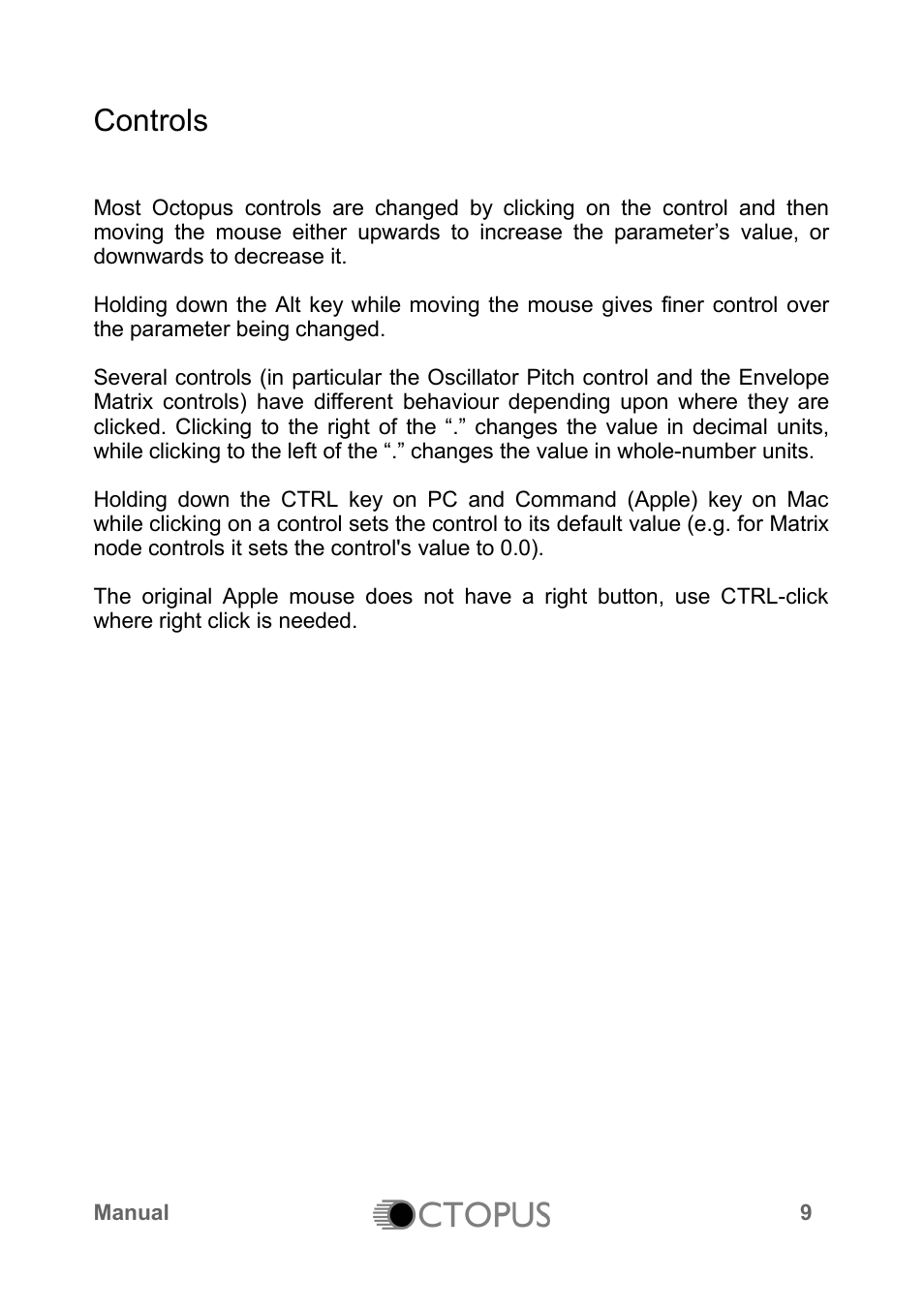 Controls | LinPlug Octopus User Manual | Page 11 / 62