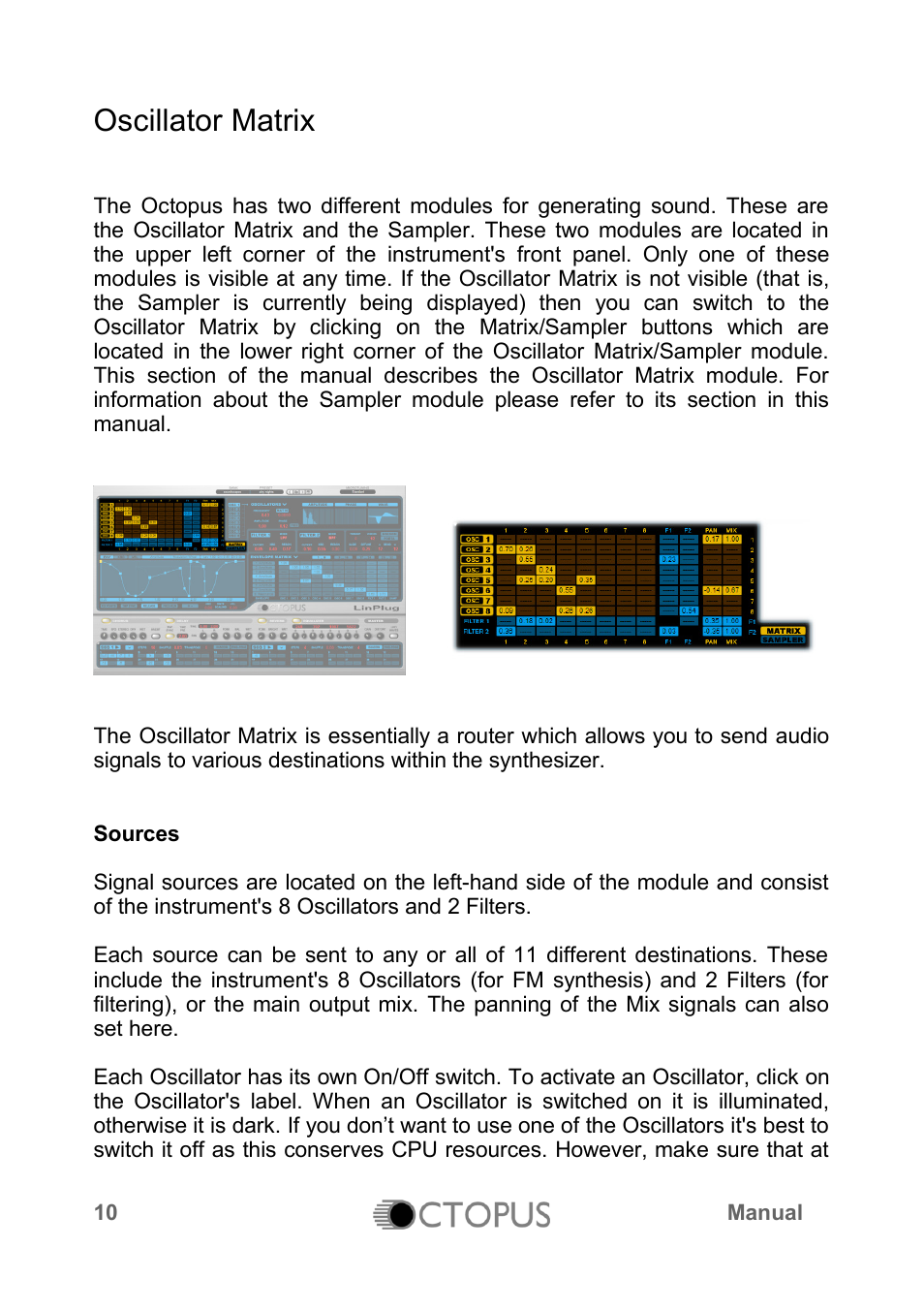 Oscillator matrix | LinPlug Octopus User Manual | Page 12 / 62
