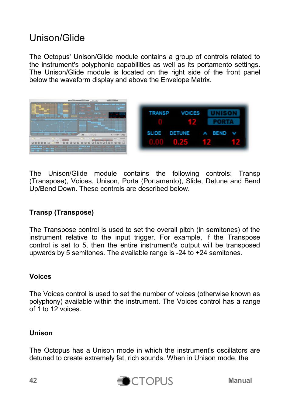 Unison/glide | LinPlug Octopus User Manual | Page 44 / 62