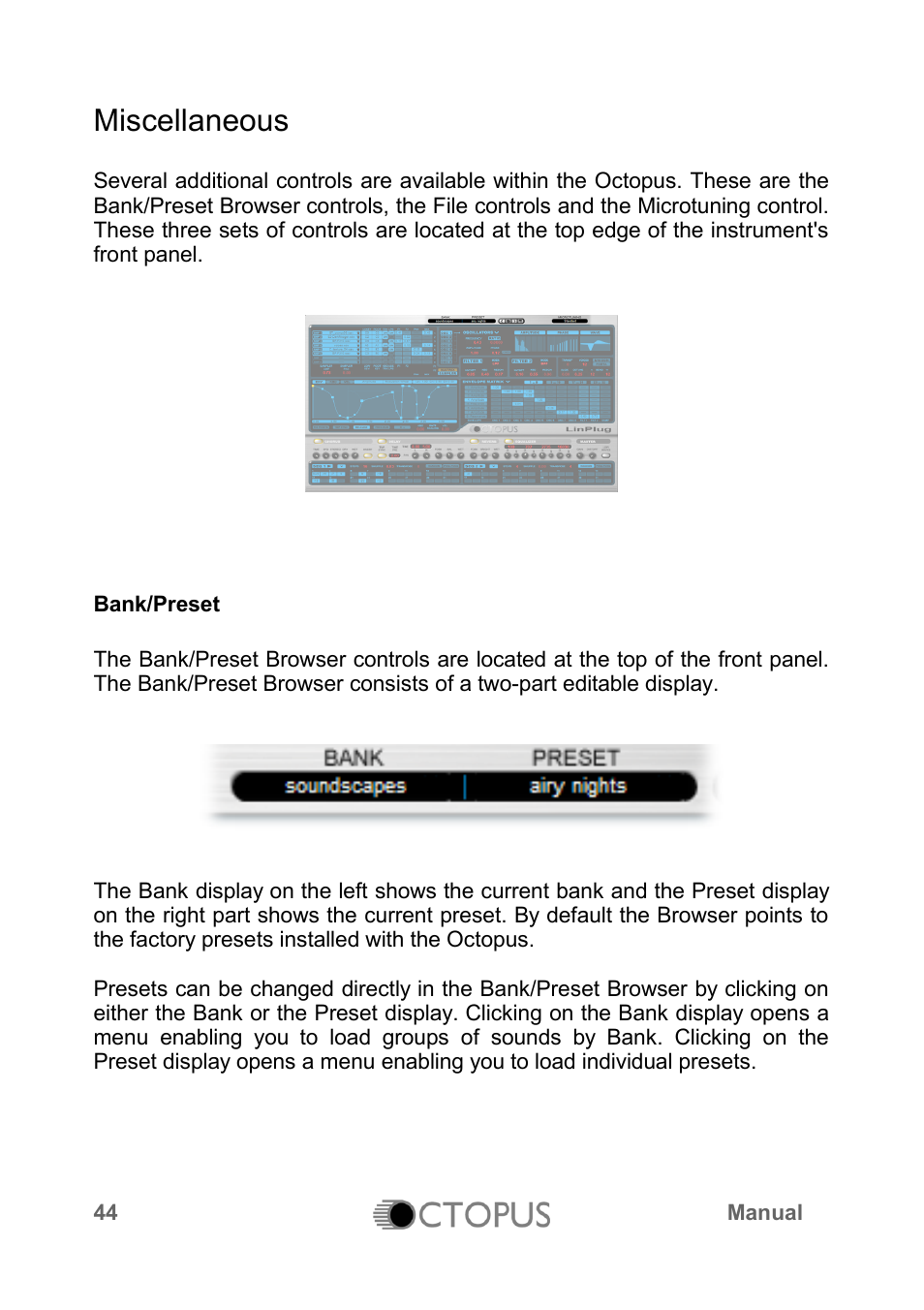 Miscellaneous | LinPlug Octopus User Manual | Page 46 / 62