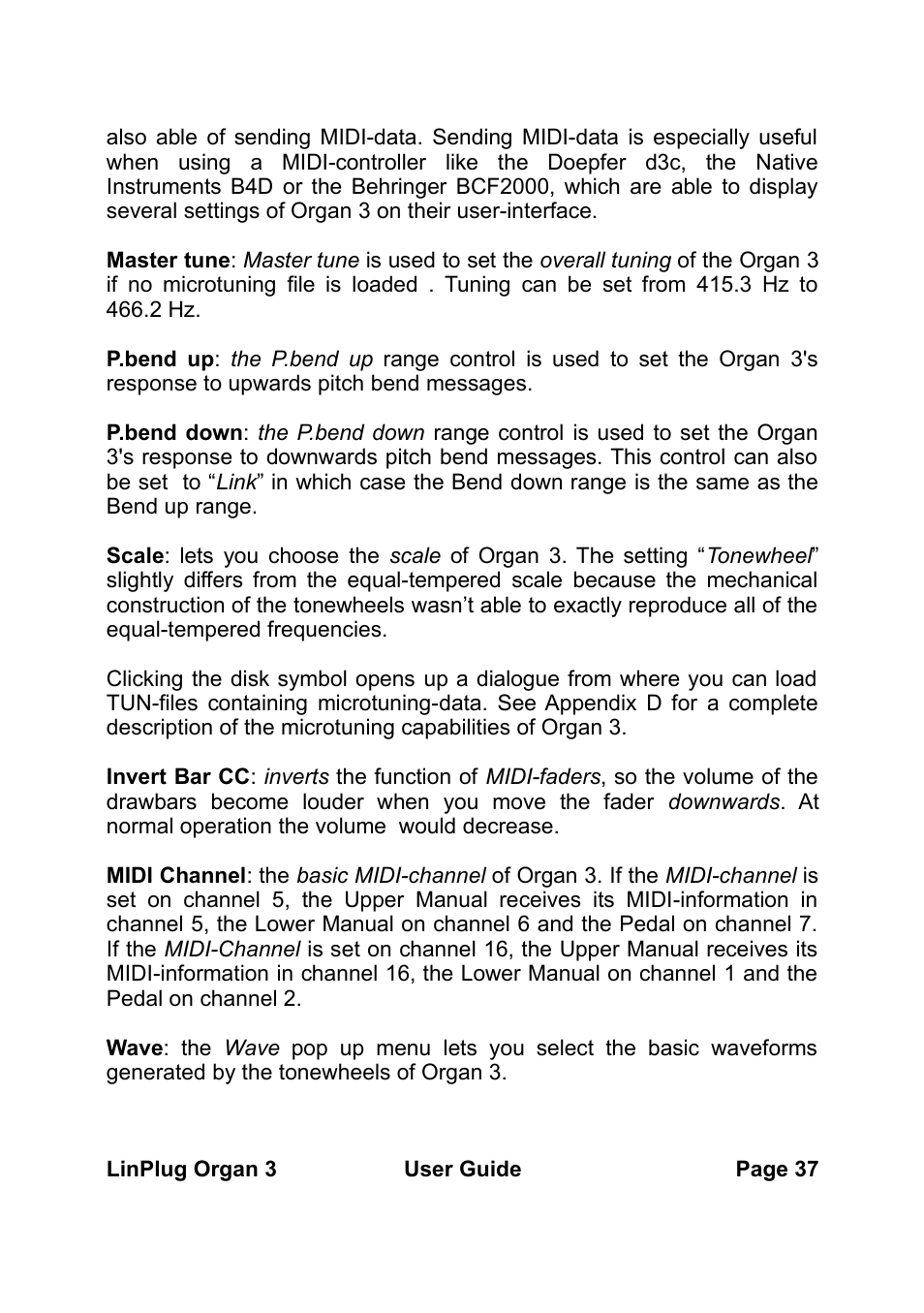 LinPlug Organ 3 User Manual | Page 37 / 46