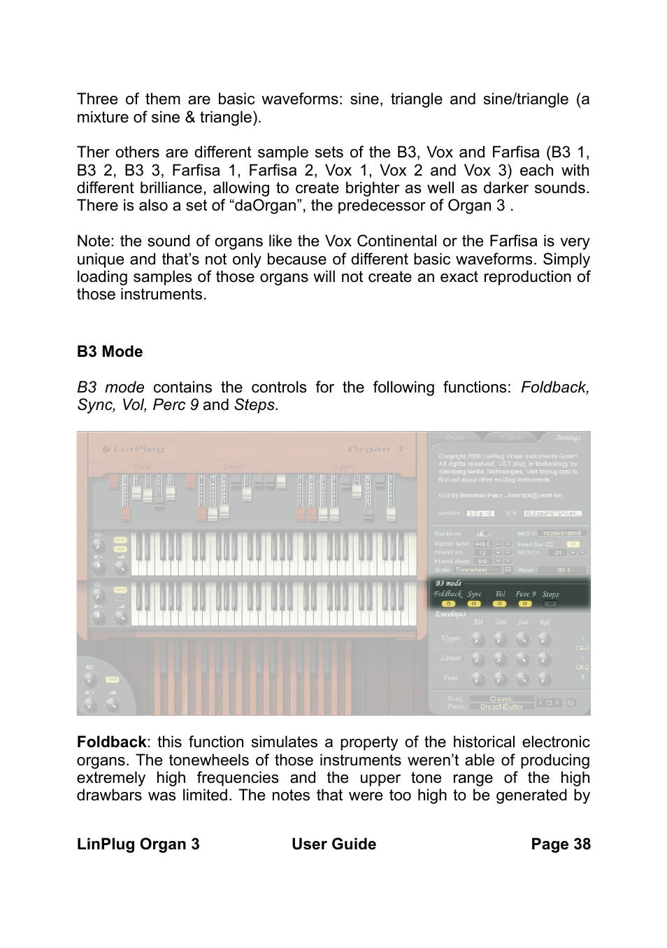 LinPlug Organ 3 User Manual | Page 38 / 46