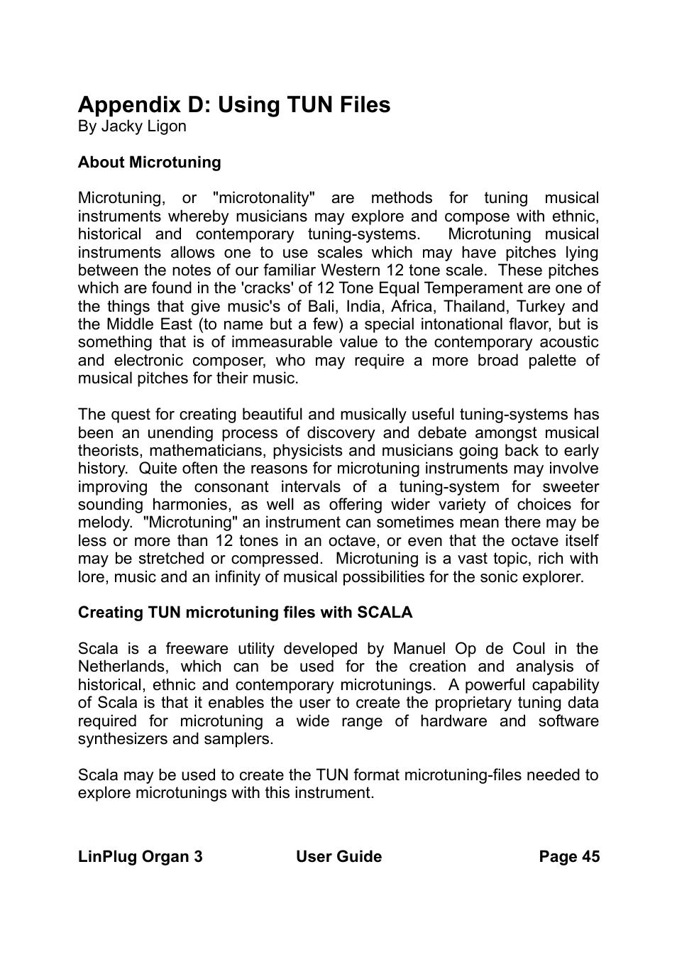 Appendix d: using tun files | LinPlug Organ 3 User Manual | Page 45 / 46