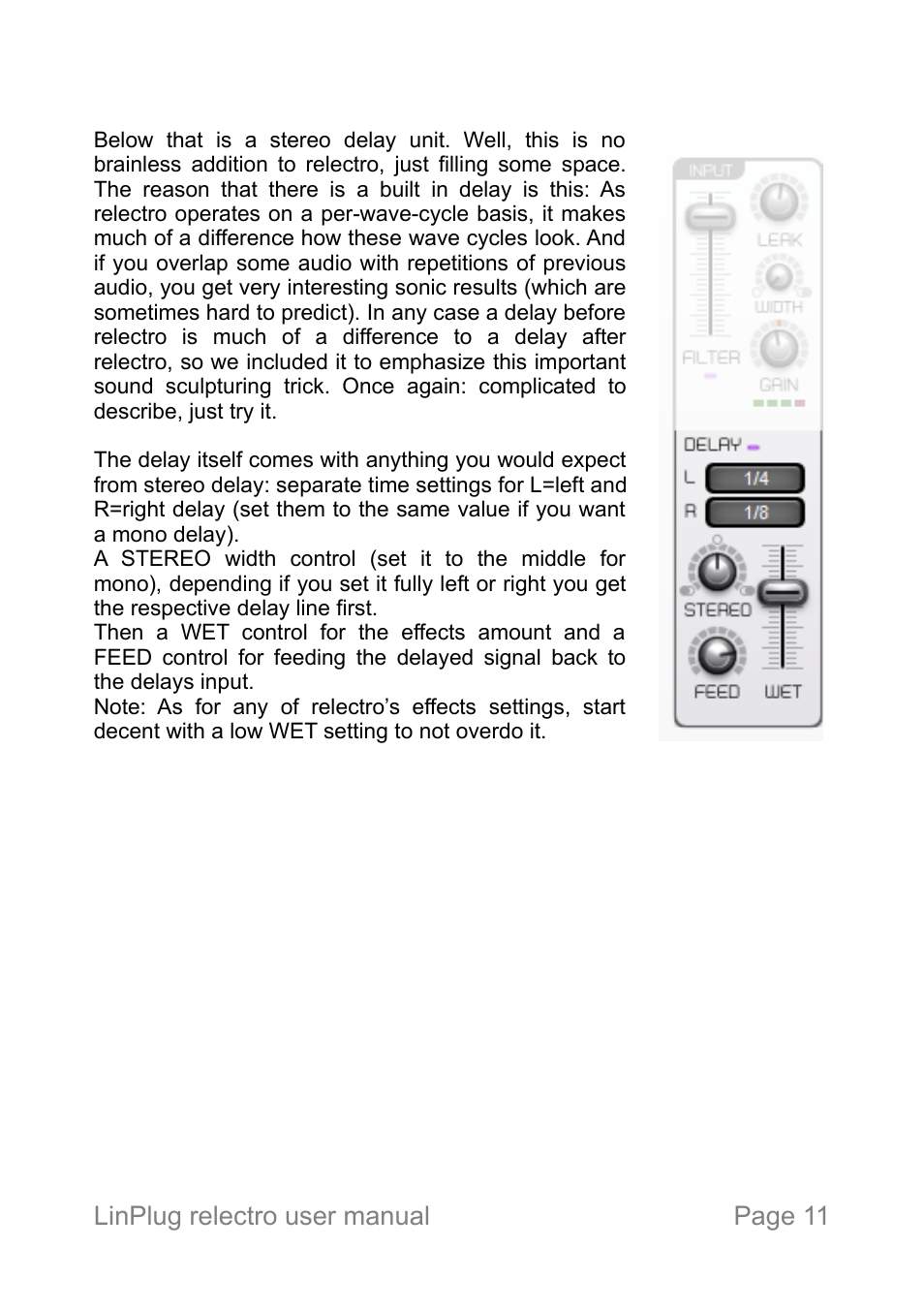 LinPlug relectro User Manual | Page 11 / 32