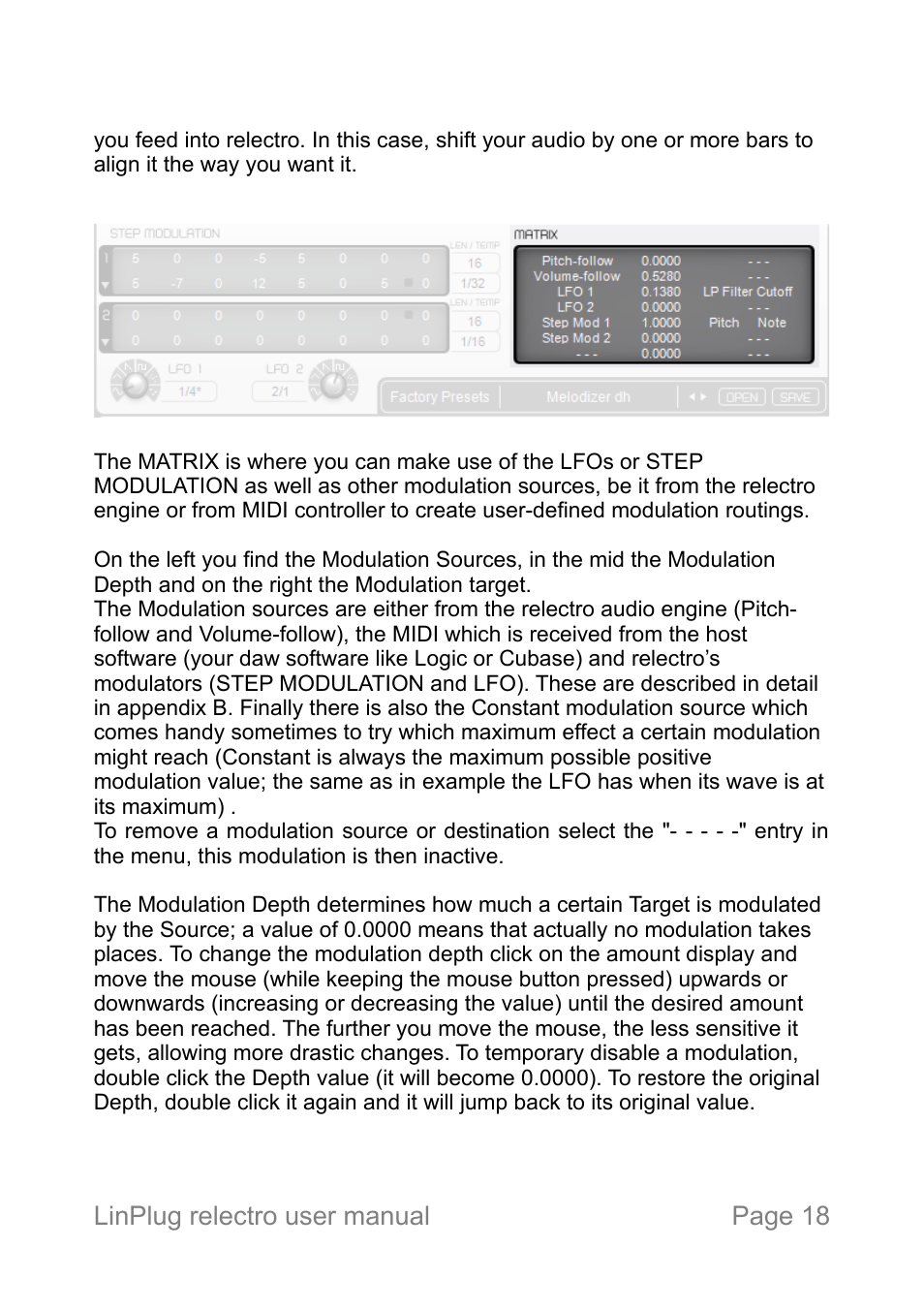 LinPlug relectro User Manual | Page 18 / 32
