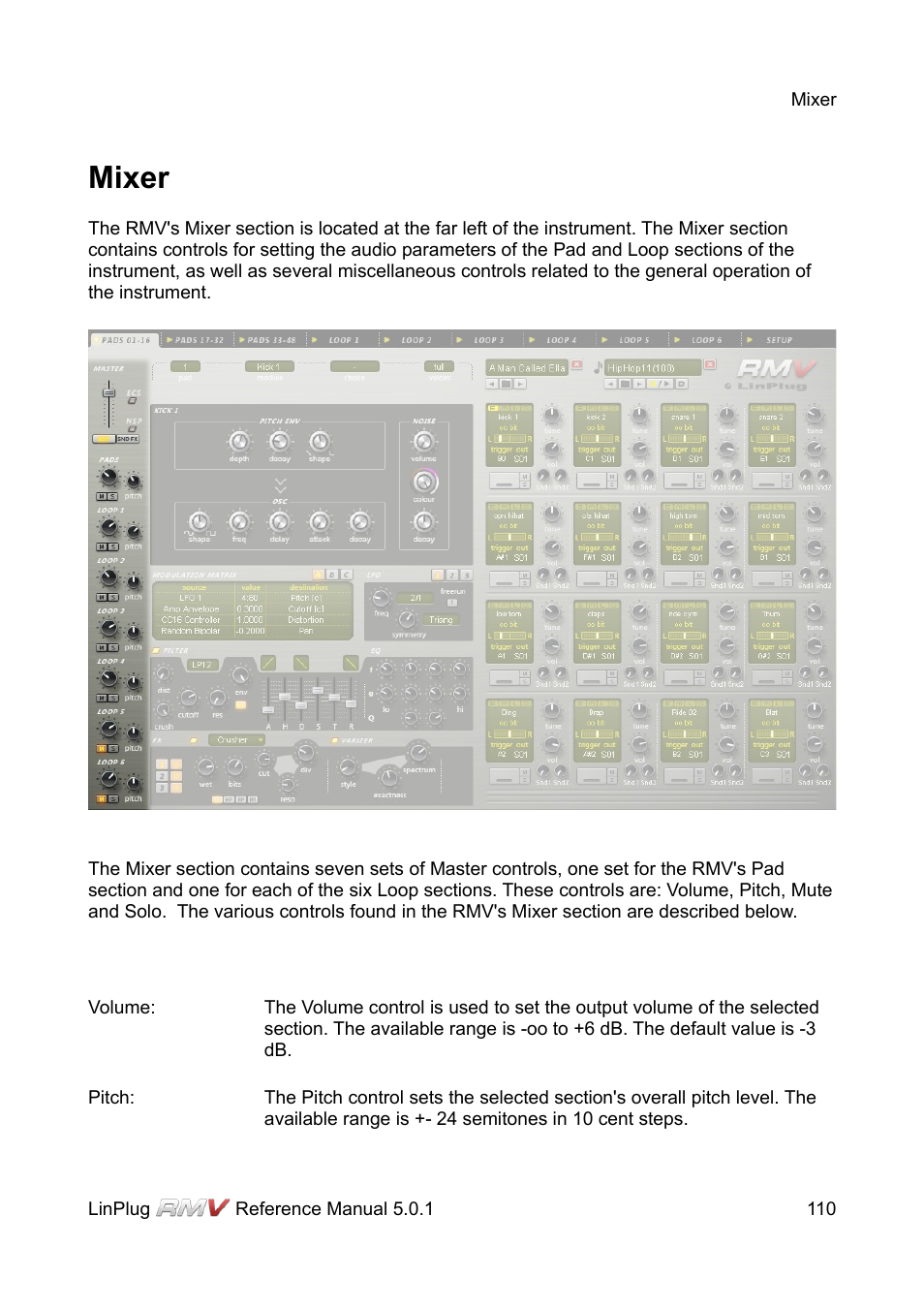 Mixer | LinPlug RMV User Manual | Page 110 / 154