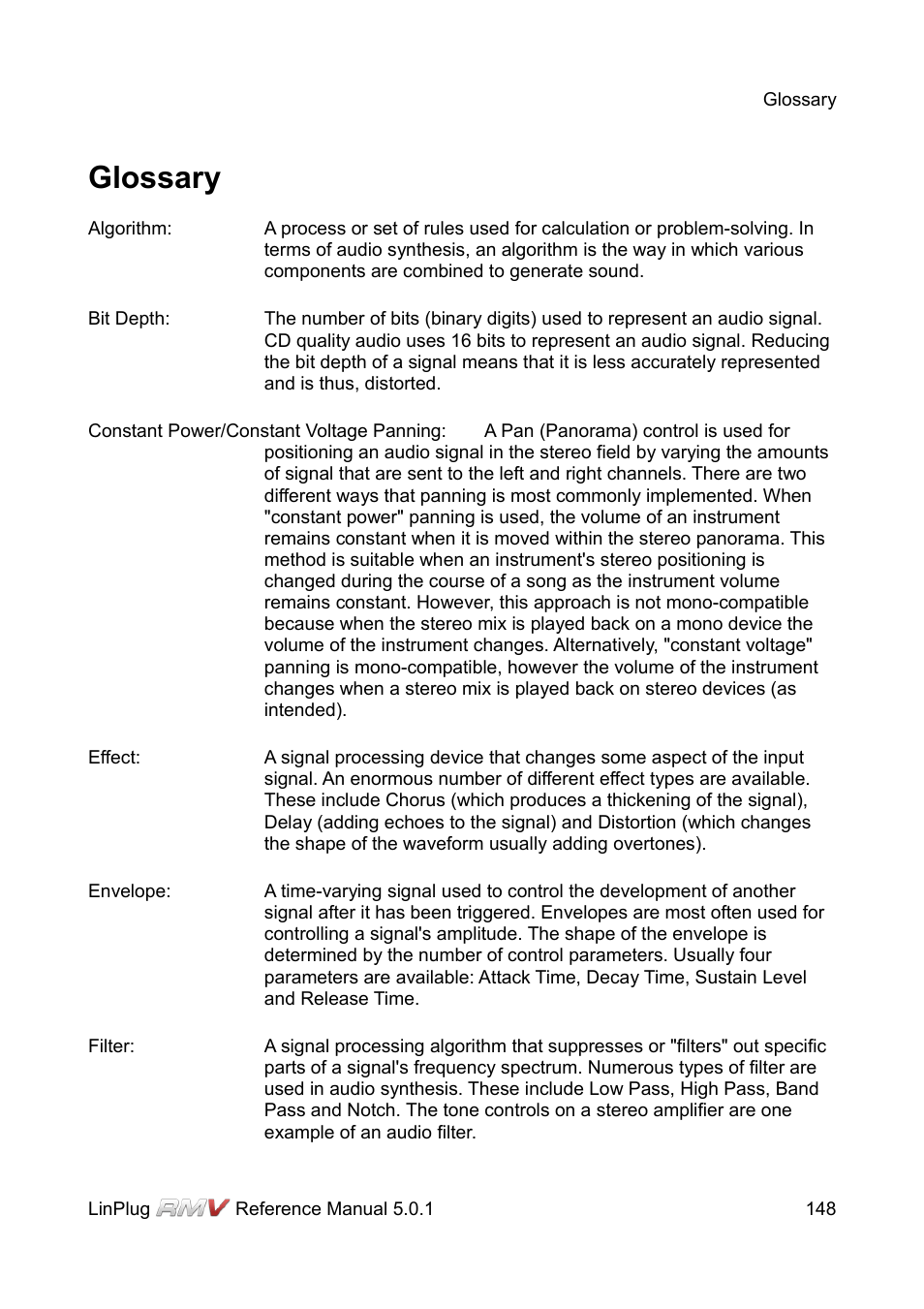 Glossary | LinPlug RMV User Manual | Page 148 / 154