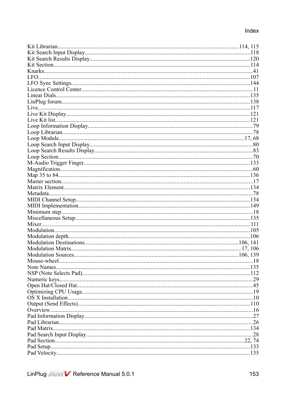 LinPlug RMV User Manual | Page 153 / 154