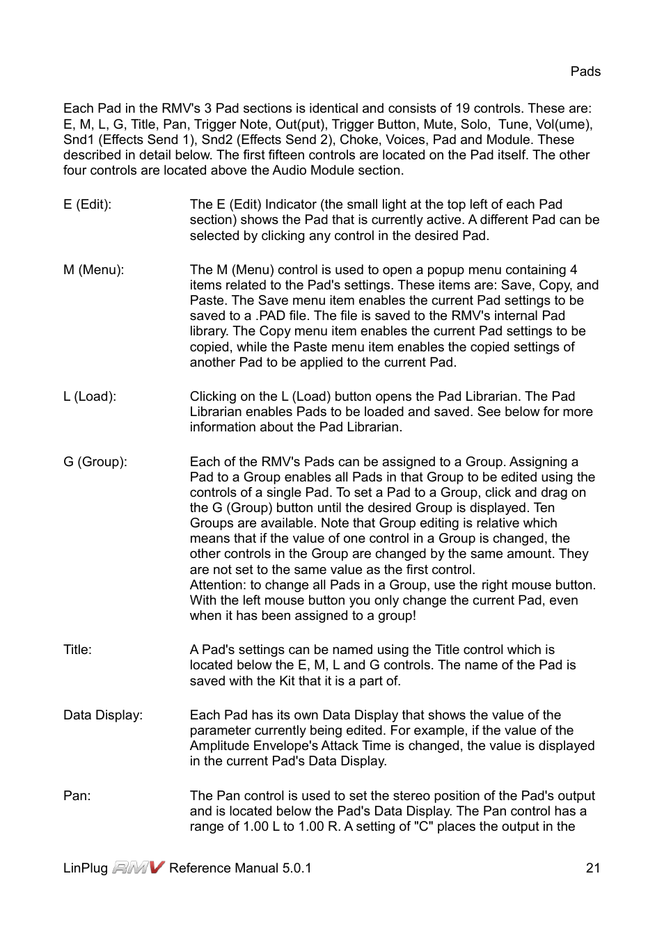 LinPlug RMV User Manual | Page 21 / 154