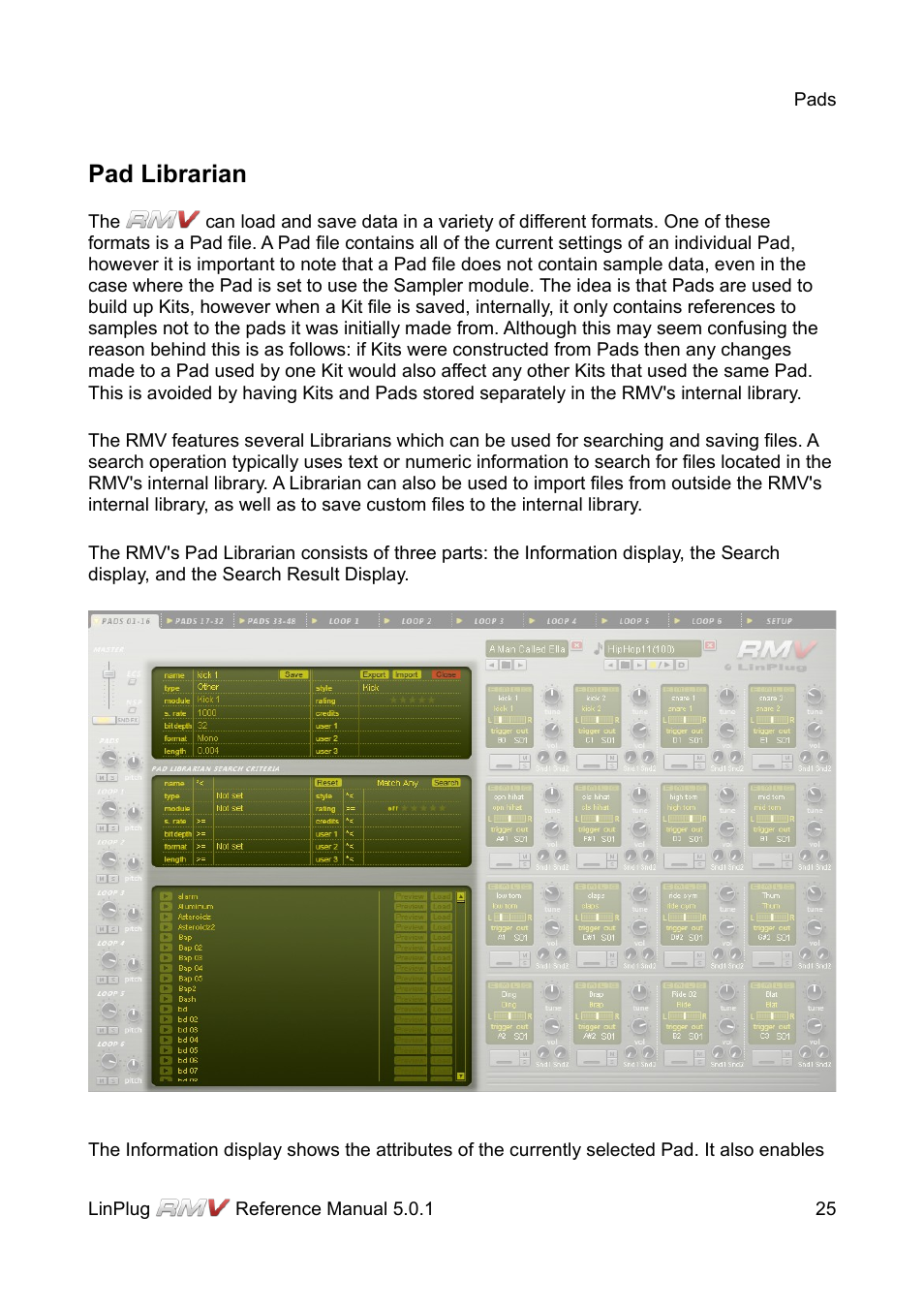 Pad librarian | LinPlug RMV User Manual | Page 25 / 154