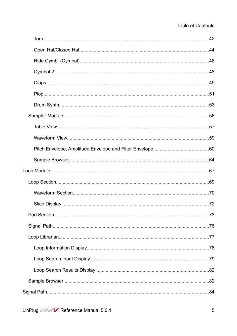 LinPlug RMV User Manual | Page 5 / 154