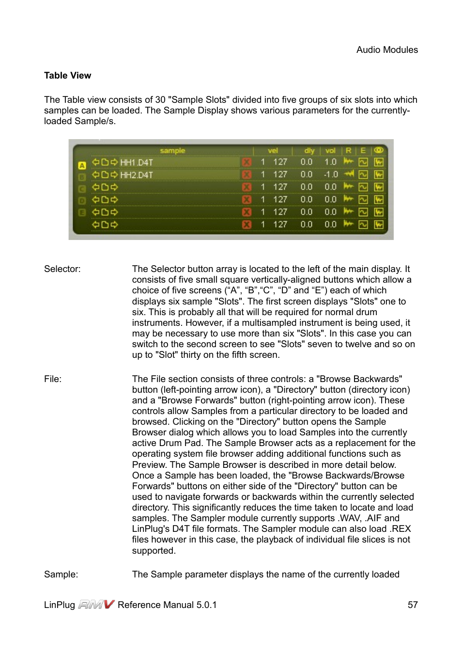 Table view | LinPlug RMV User Manual | Page 57 / 154