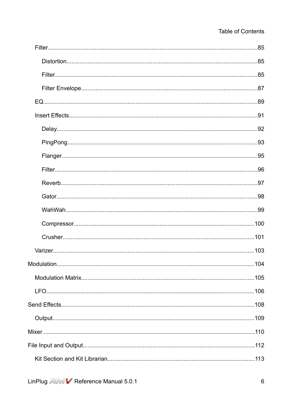 LinPlug RMV User Manual | Page 6 / 154