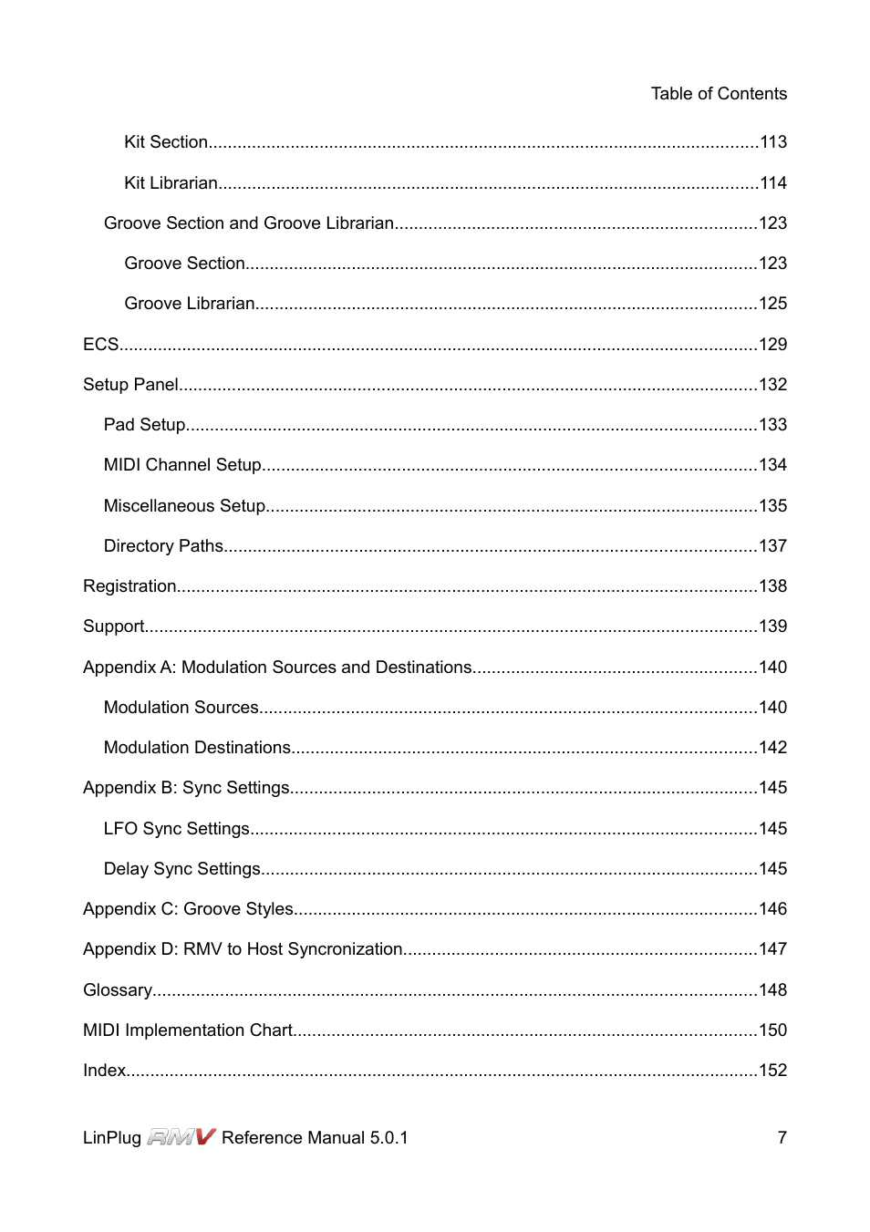 LinPlug RMV User Manual | Page 7 / 154