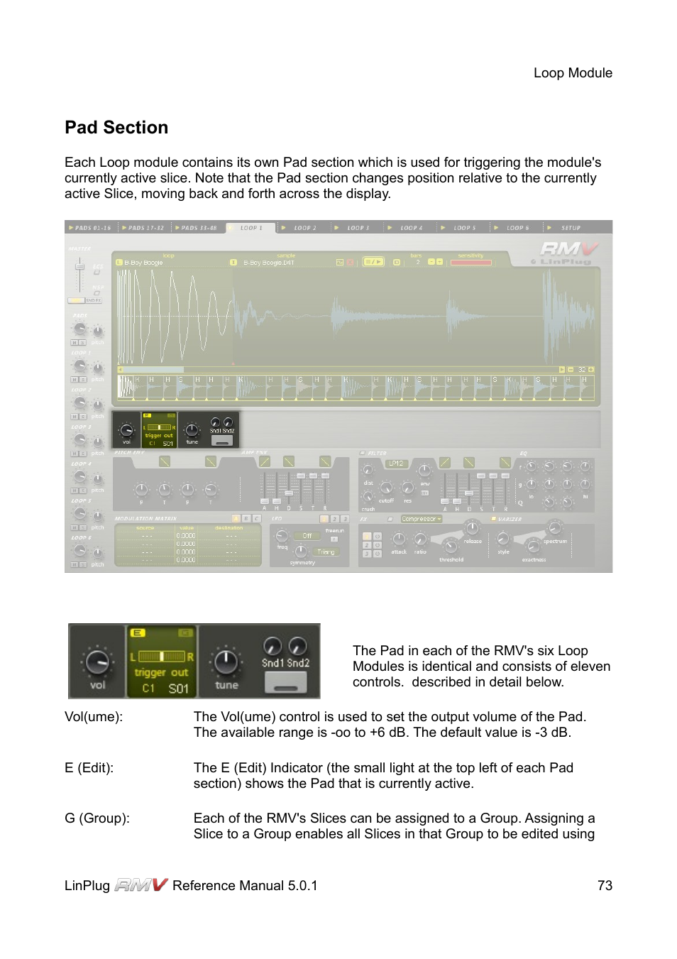 Pad section | LinPlug RMV User Manual | Page 73 / 154