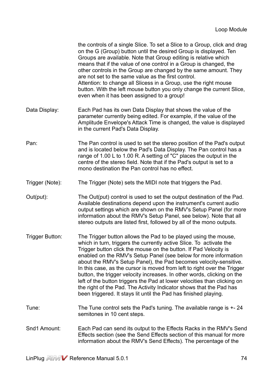 LinPlug RMV User Manual | Page 74 / 154