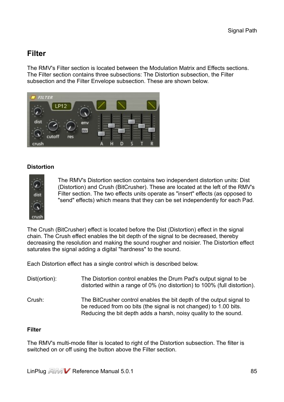 Filter, Distortion | LinPlug RMV User Manual | Page 85 / 154