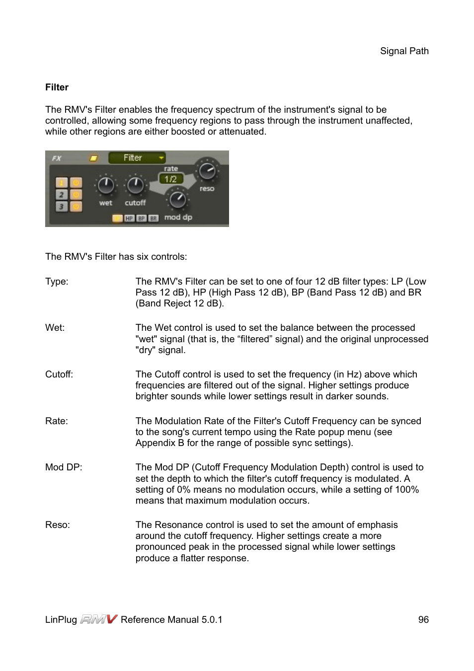 Filter | LinPlug RMV User Manual | Page 96 / 154