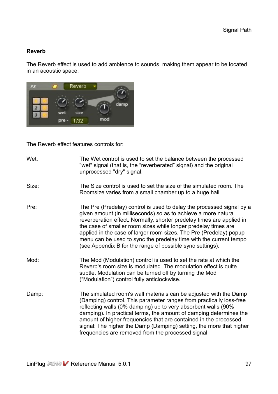 Reverb | LinPlug RMV User Manual | Page 97 / 154