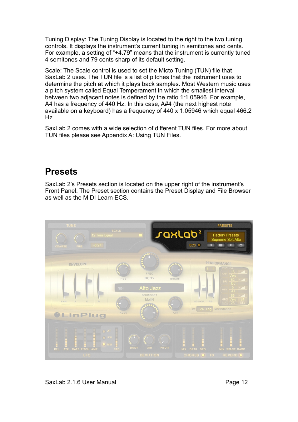 Presets | LinPlug SaxLab User Manual | Page 12 / 36