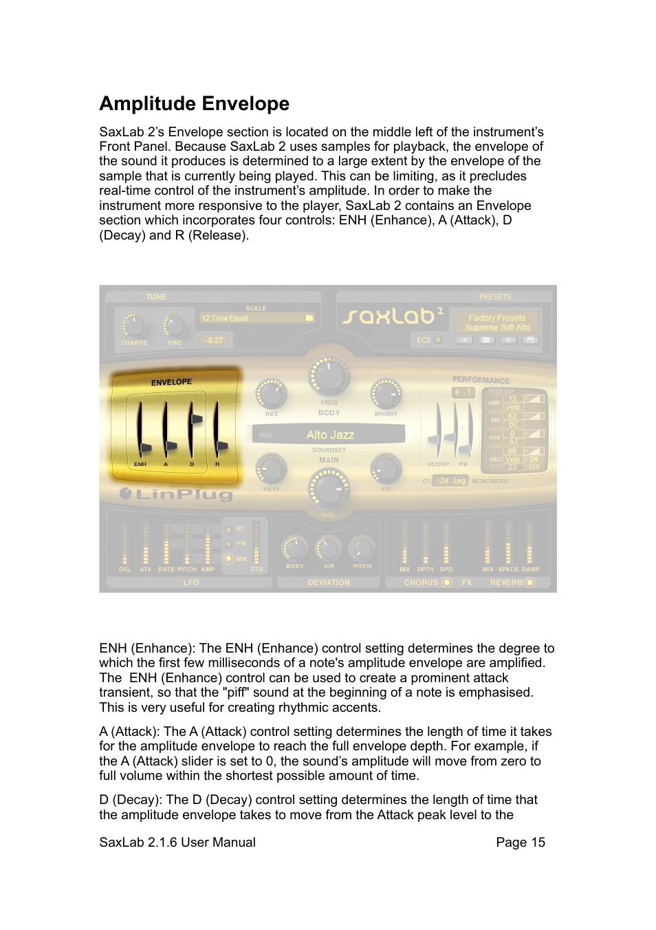 Amplitude envelope | LinPlug SaxLab User Manual | Page 15 / 36