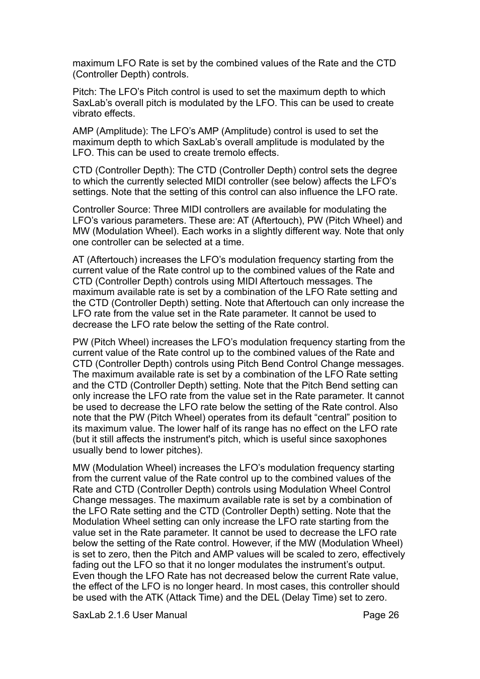 LinPlug SaxLab User Manual | Page 26 / 36