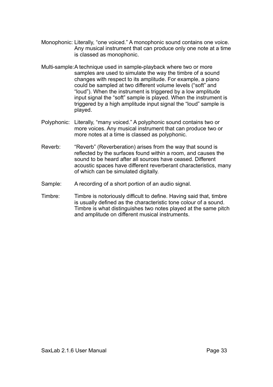 LinPlug SaxLab User Manual | Page 33 / 36