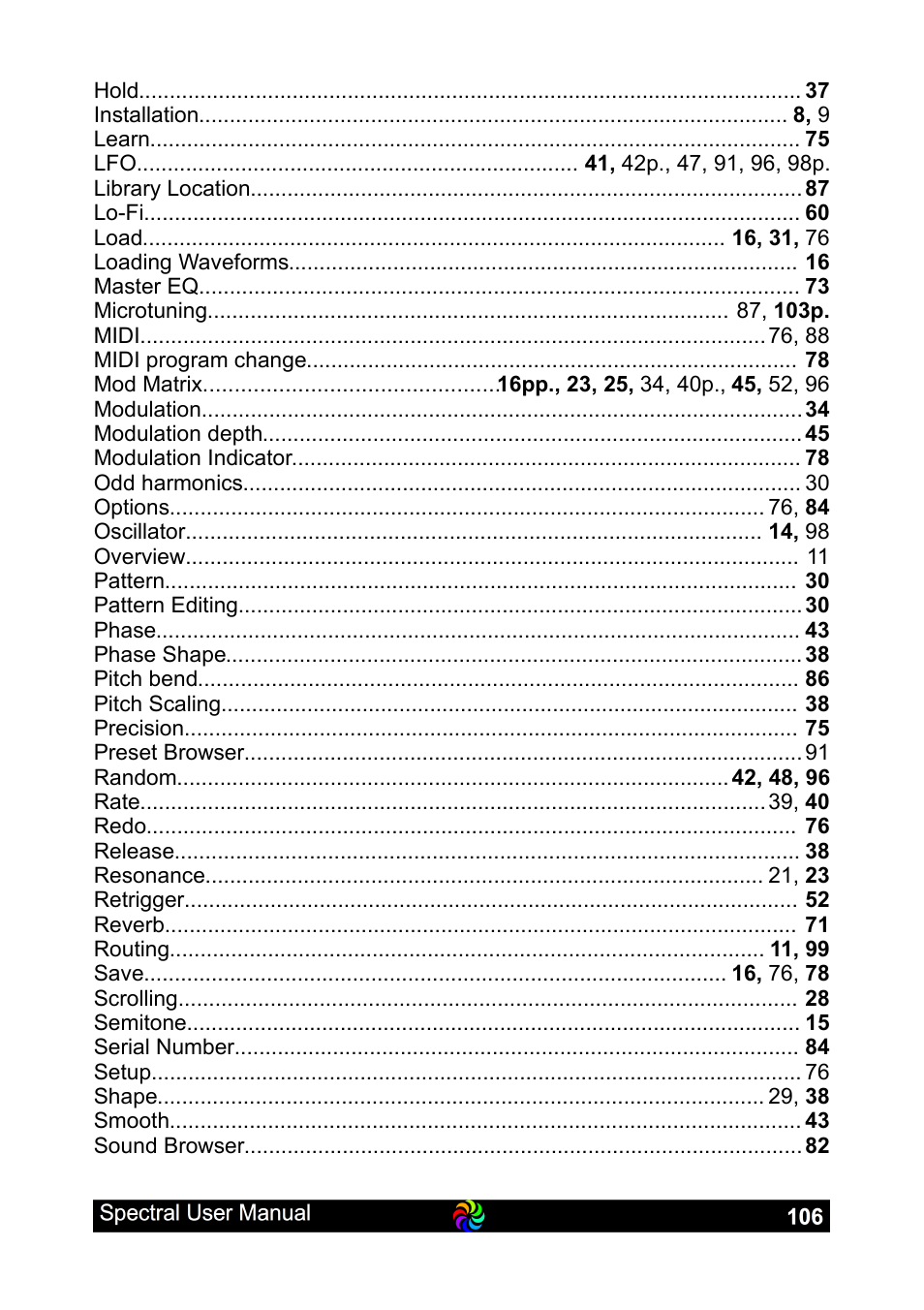 LinPlug Spectral User Manual | Page 106 / 107