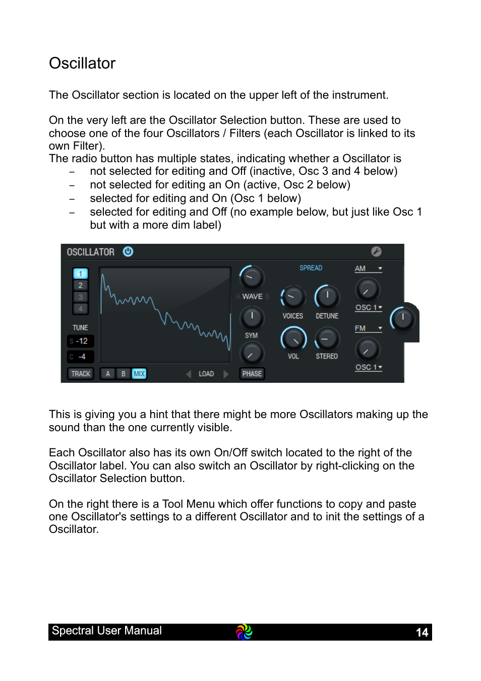 Oscillator | LinPlug Spectral User Manual | Page 14 / 107