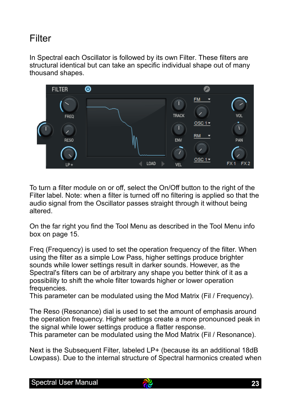 Filter | LinPlug Spectral User Manual | Page 23 / 107