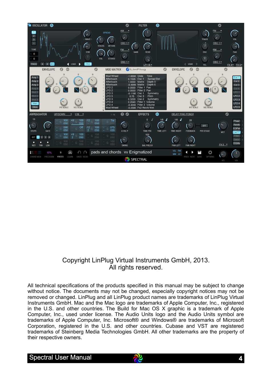 LinPlug Spectral User Manual | Page 4 / 107