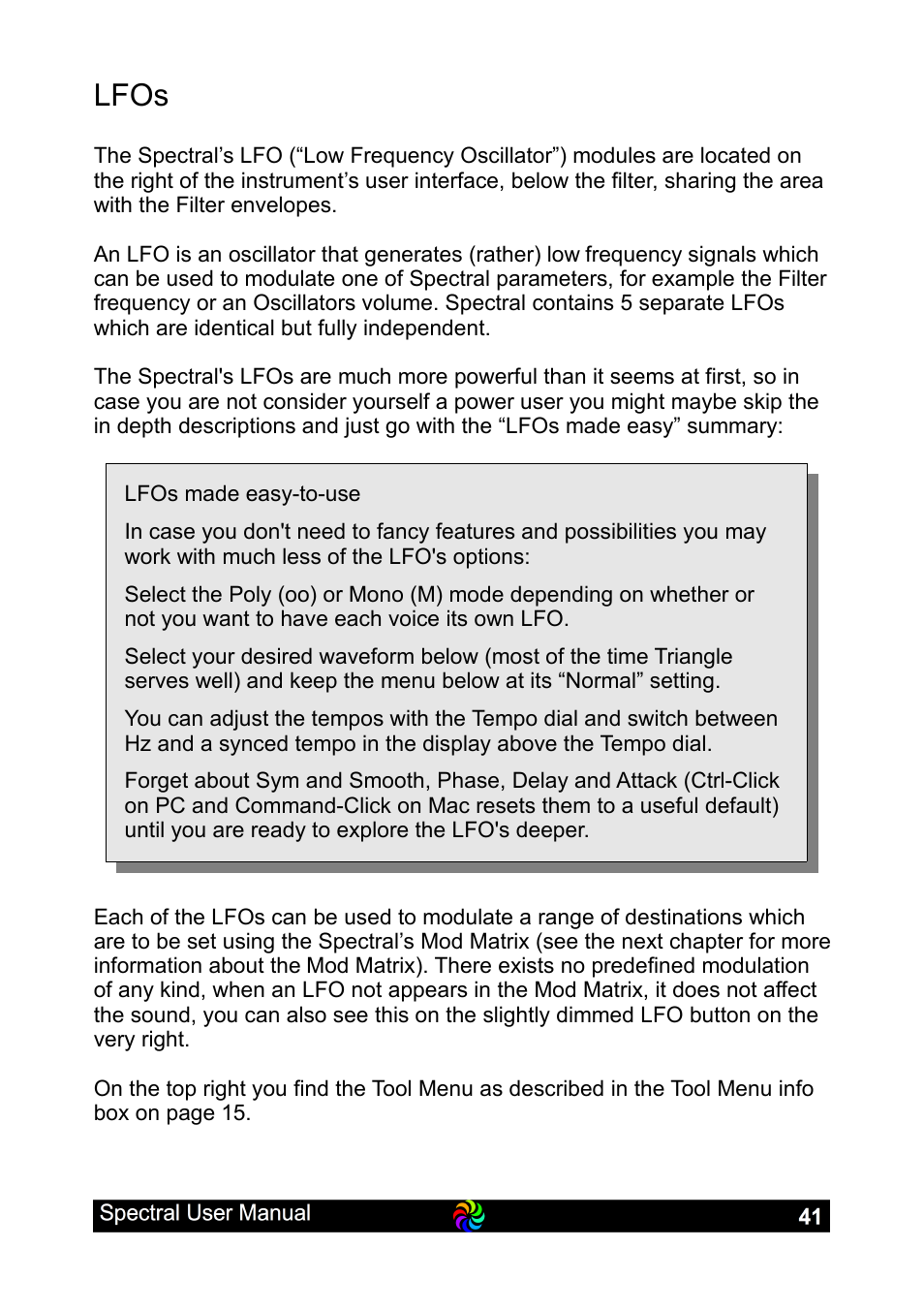 Lfos | LinPlug Spectral User Manual | Page 41 / 107