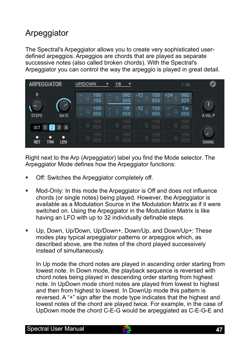 Arpeggiator | LinPlug Spectral User Manual | Page 47 / 107