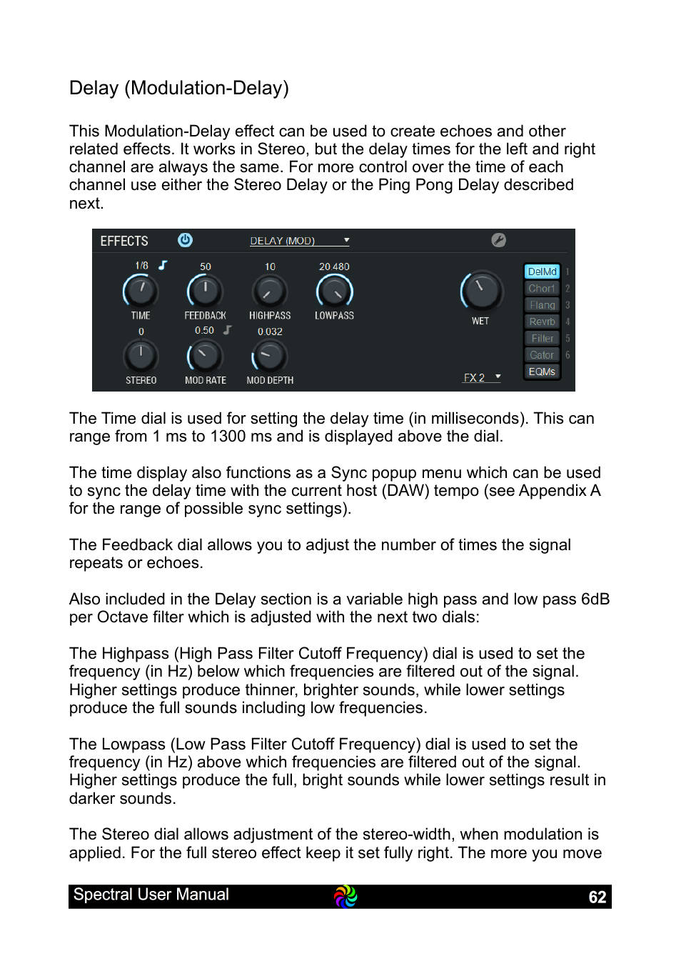 Delay (modulation-delay) | LinPlug Spectral User Manual | Page 62 / 107