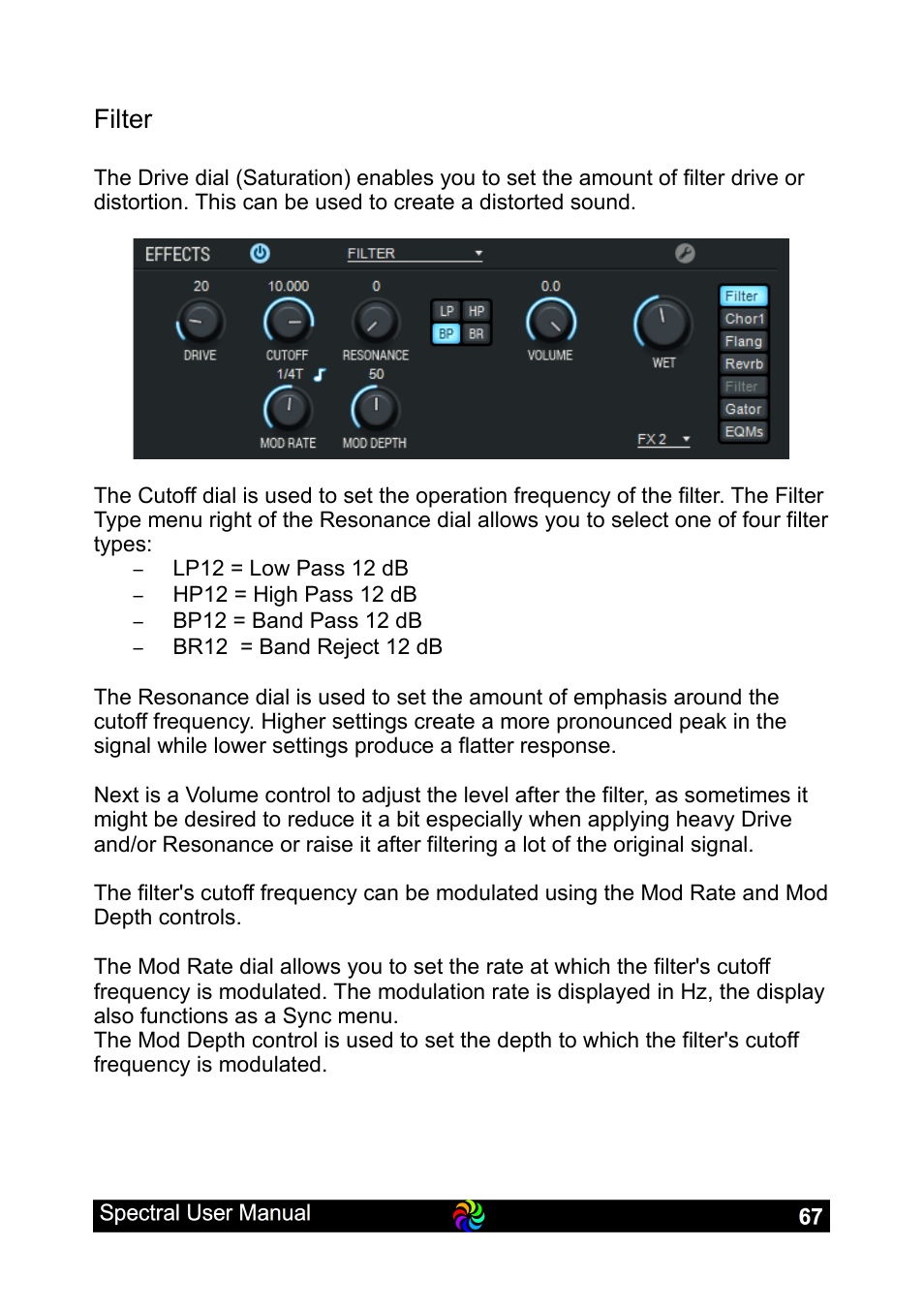 Filter | LinPlug Spectral User Manual | Page 67 / 107